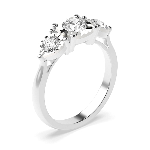 4 Prong Round And pear shape illusion Moissanite Engagement Rings