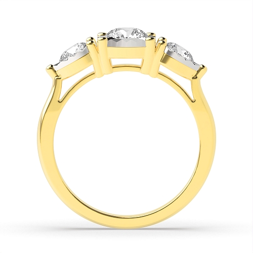 4 Prong Round Yellow Gold And pear shape illusion Engagement Rings
