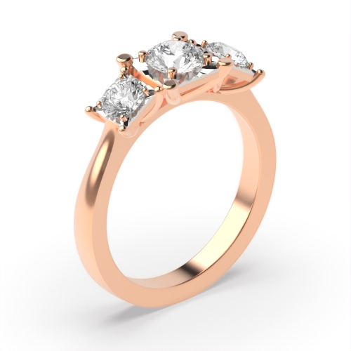 4 Prong Round Rose Gold Square illusion disc Illusion Set Engagement Rings