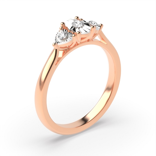 4 Prong Round Rose Gold Illusion Set Engagement Rings