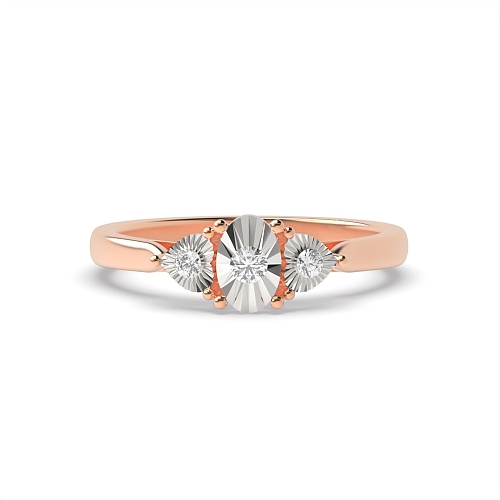 4 Prong Round Rose Gold Illusion Set Engagement Rings