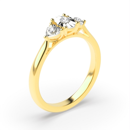 4 Prong Round Yellow Gold Illusion Set Engagement Rings