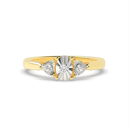 4 Prong Round Yellow Gold Illusion Set Engagement Rings