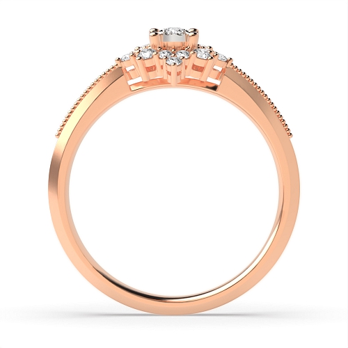 4 Prong Round Rose Gold Petal Illusion Set Engagement Rings