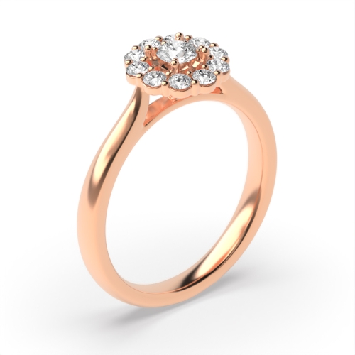 4 Prong Round Rose Gold Celestial Illusion Halo Engagement Rings