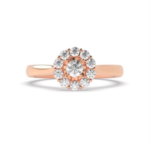4 Prong Round Rose Gold Celestial Illusion Halo Engagement Rings