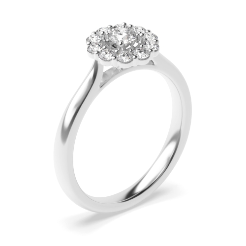 4 Prong Round Illusion Moissanite Halo Diamond Ring