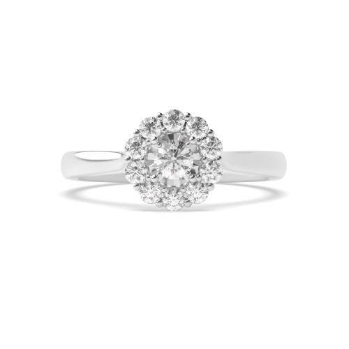 4 Prong Round Illusion Moissanite Halo Diamond Ring