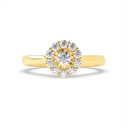 4 Prong Round Yellow Gold Celestial Illusion Set Engagement Rings