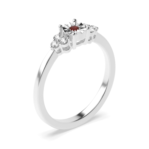 4 Prong Round Side Stone Engagement Rings