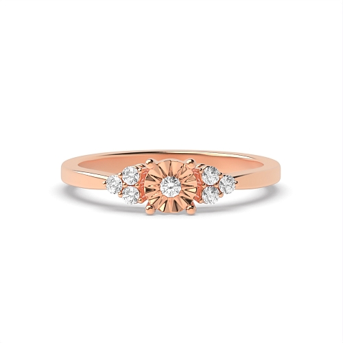 Round Rose Gold low set Illusion Set Engagement Rings