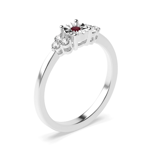 Round Illusion low set Ruby Promise Engagement Rings