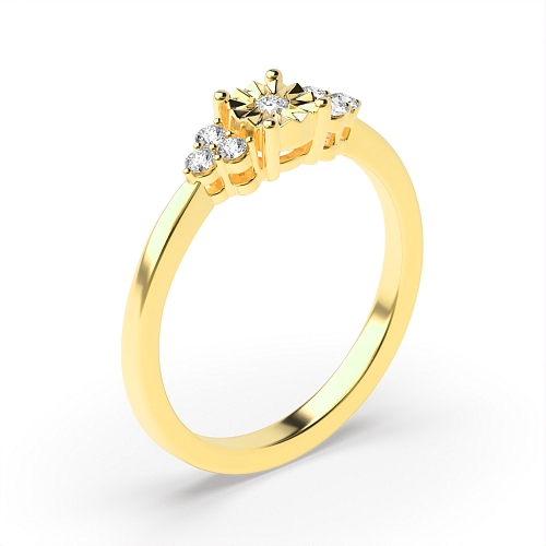 Round Yellow Gold low set Illusion Set Engagement Rings