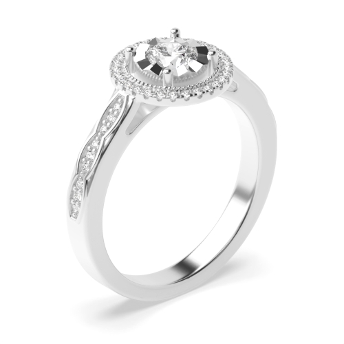 4 Prong Round Halo Engagement Ring