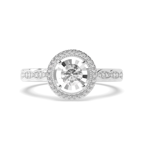 4 Prong Round Moissanite Halo Diamond Ring