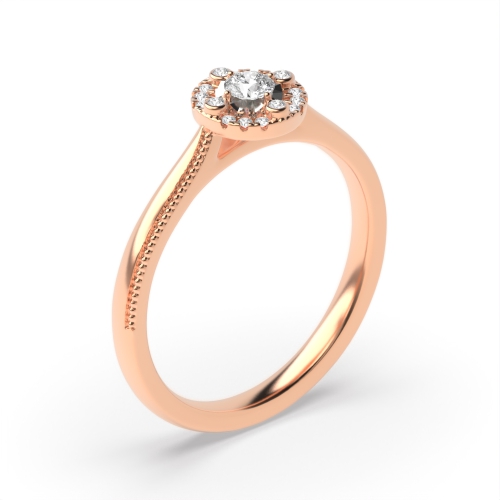 4 Prong Round Rose Gold Radiant pulse Halo Engagement Rings