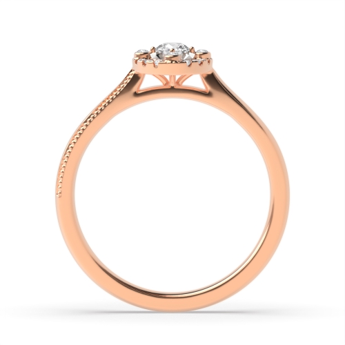 4 Prong Round Rose Gold Radiant pulse Halo Engagement Rings