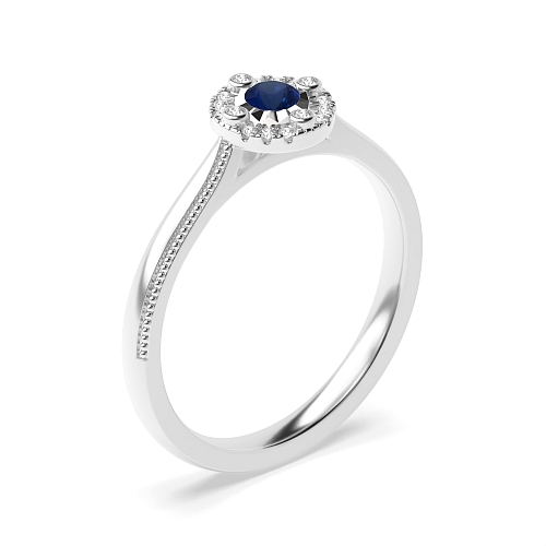 Round Radiant pulse Blue Sapphire Engagement Rings