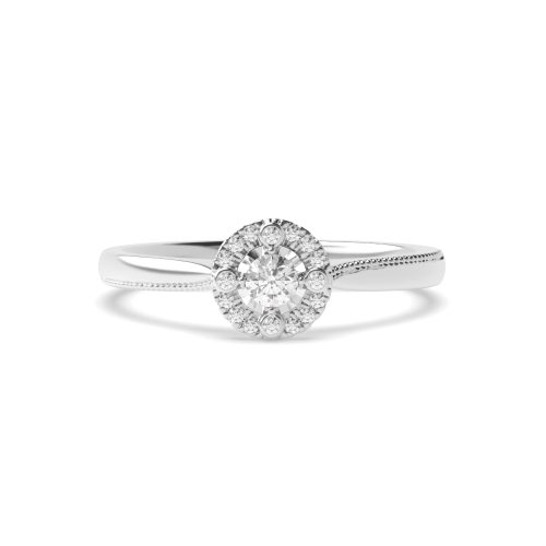 4 Prong Round Radiant Pulse Halo Engagement Ring