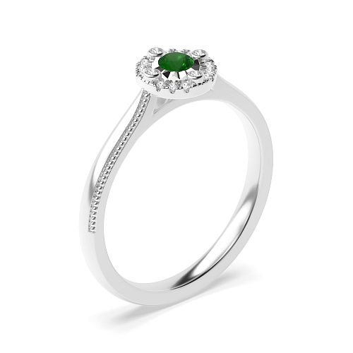 Round Radiant pulse Emerald Engagement Rings