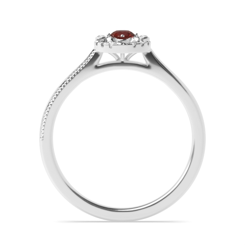 4 Prong Round Radiant Pulse Garnet Halo Diamond Ring