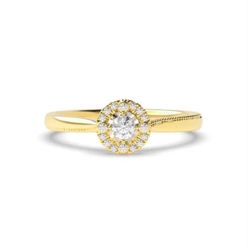 4 Prong Round Yellow Gold Radiant pulse Illusion Set Engagement Rings