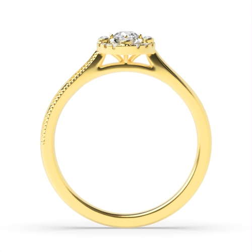 4 Prong Round Yellow Gold Radiant pulse Illusion Set Engagement Rings