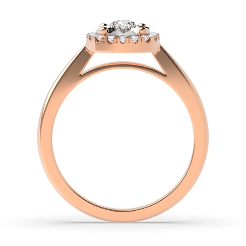 4 Prong Round Rose Gold Illusion set Halo Engagement Rings