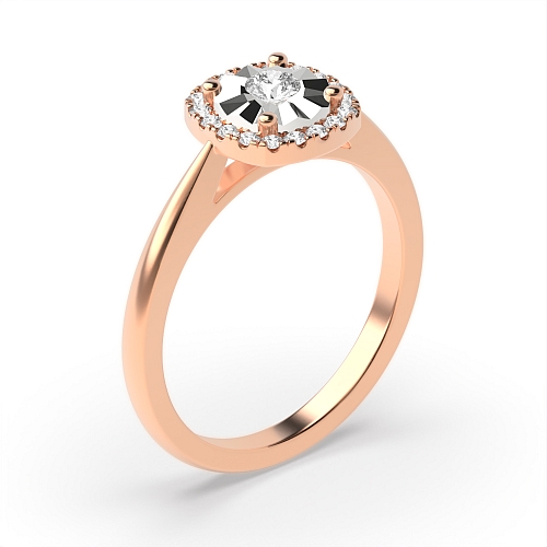 Round Rose Gold Halo Engagement Rings