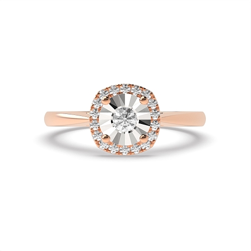 Round Rose Gold Halo Engagement Rings