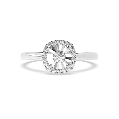 4 Prong Round Gleam Zenith Moissanite Halo Diamond Ring