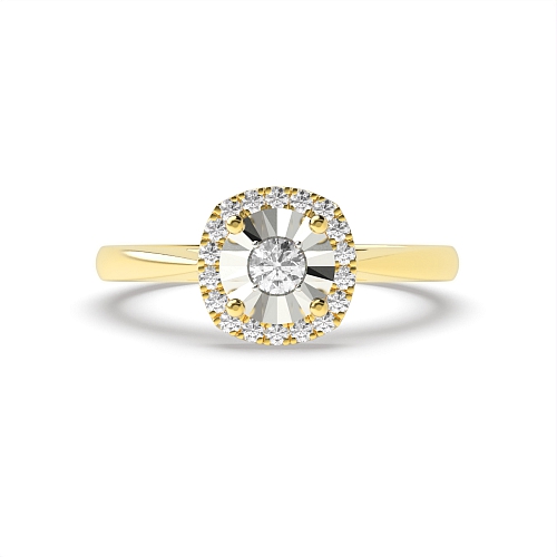 4 Prong Round Yellow Gold set Illusion Set Engagement Rings