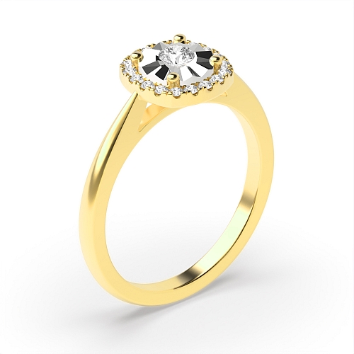 Round Yellow Gold Halo Engagement Rings