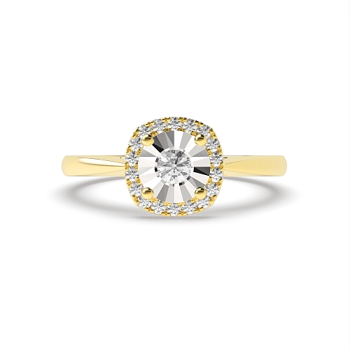 Round Yellow Gold Halo Engagement Rings