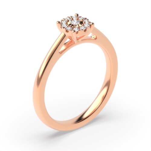 4 Prong Round Rose Gold design illusion set Halo Engagement Rings