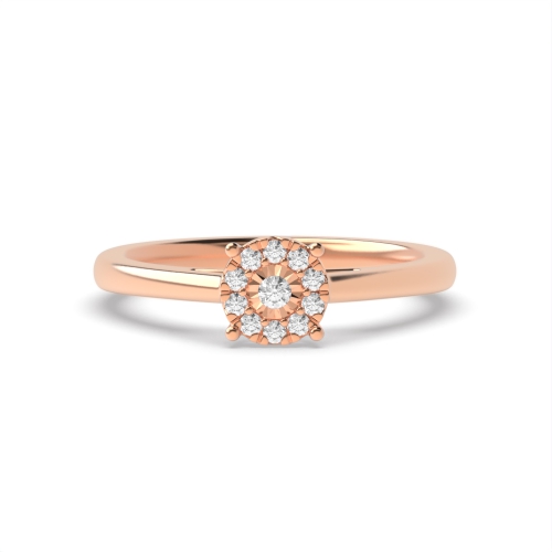 4 Prong Round Rose Gold design illusion set Halo Engagement Rings
