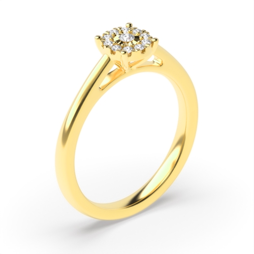 4 Prong Round Yellow Gold Halo design illusion set Illusion Set Engagement Rings