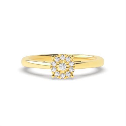 4 Prong Round Yellow Gold Halo design illusion set Illusion Set Engagement Rings