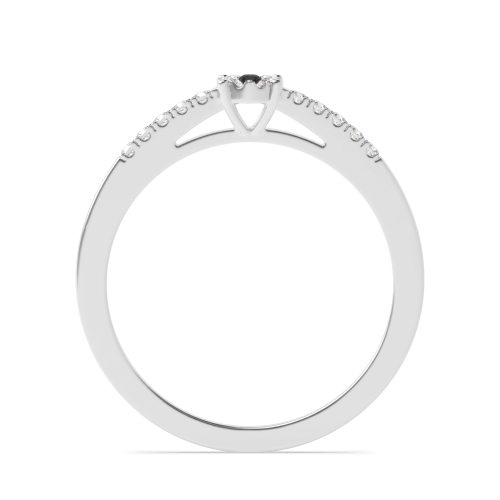 4 Prong Round Side Illusion Black Diamond Halo Engagement Ring