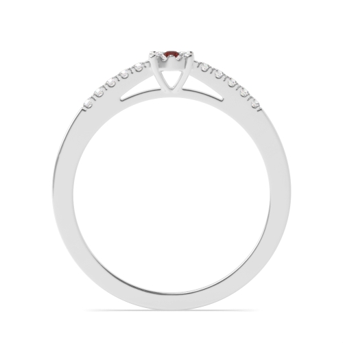 4 Prong Round Side Illusion Garnet Halo Diamond Ring