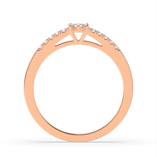 4 Prong Round Rose Gold Accented cluster Halo Engagement Rings