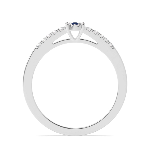 4 Prong Round Accented cluster Blue Sapphire Engagement Rings