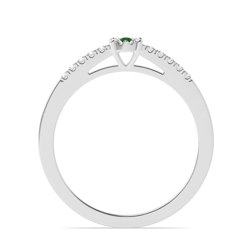 4 Prong Round Accented cluster Emerald Halo Engagement Rings