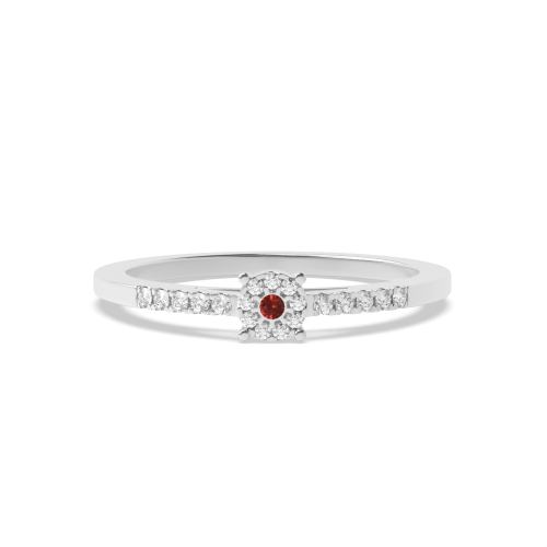 4 Prong Round accented cluster Garnet Halo Diamond Ring