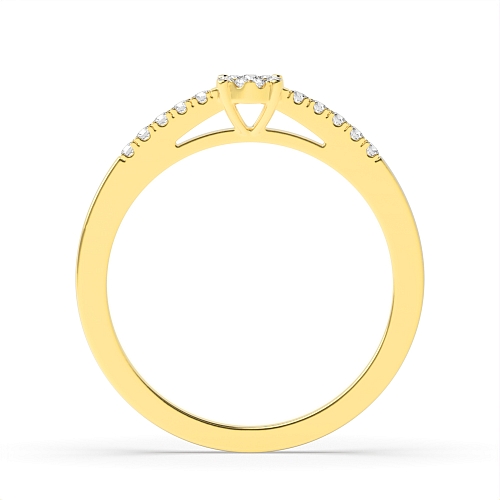 4 Prong Round Yellow Gold Accented cluster Illusion Set Engagement Rings