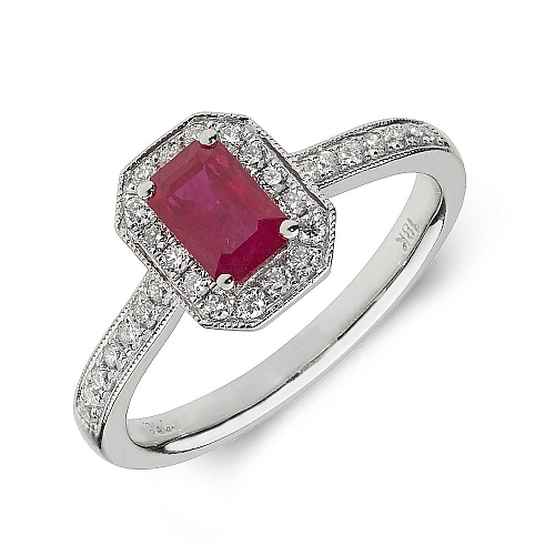 4 Prong Emerald Halo milligrain diamond and Naturally Mined Diamond Gemstone Engagement Rings
