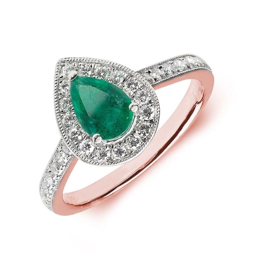Prong Pear Rose Gold Halo milligrain diamond and Naturally Mined Diamond Engagement Rings