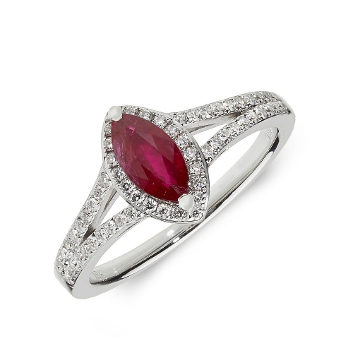 4 Prong Marquise Ruby Gemstone Engagement Rings