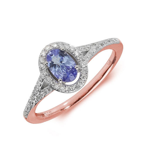 4 Prong Oval Rose Gold Split shoulder halo milligrain diamond and Naturally Mined Diamond Engagement Rings