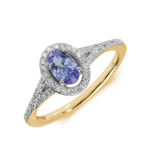4 Prong Oval Yellow Gold Split shoulder halo milligrain diamond and Naturally Mined Diamond Engagement Rings